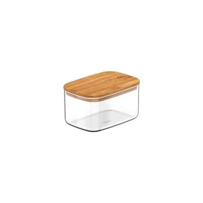Conjunto De Potes Herméticos Retangular Keep 6 Peças Transparente Com Tampa De Bambu Ou