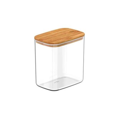 Conjunto De Potes Herméticos Retangular Keep 6 Peças Transparente Com Tampa De Bambu Ou