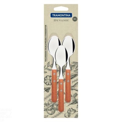 Conjunto De Colheres Para Chá Dynamic Com Lâminas Em Aço Inox E Cabos De Madeira Natural