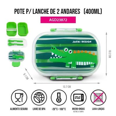 Pote P- Lanche De 2 Andares Infantil 400ml Jacki Design - Pimpolhos Verde