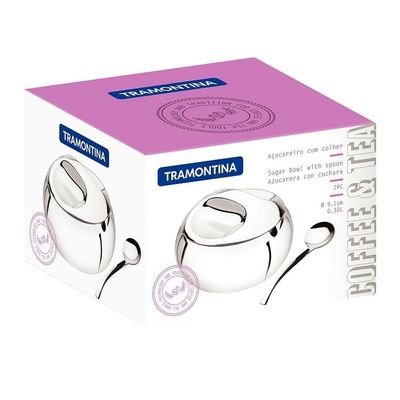 Açucareiro Porta Açúcar 320ml Em Aço Inox Com Colher - Tramontina 64400500
