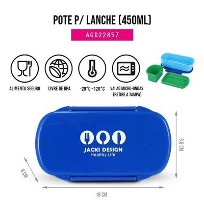 Pote P- Lanche 450ml Jacki Design - Pink Azul