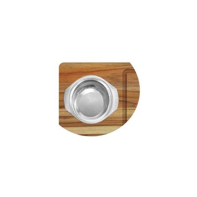 Kit Churrasco Madeira Teca Com Garfo E Faca E 2 Potes Inox - Stolf