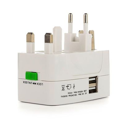 Adaptador De Tomada Universal Com 2 Usb Viagem + 150 Países