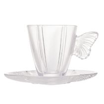 Xícara De Chá De Vidro Com Pires Butterfly 180ml Wolff