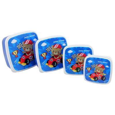 Conjunto Pote Para Lanche De 4 Peças E Lancheira Térmica Filhotinhos Azul