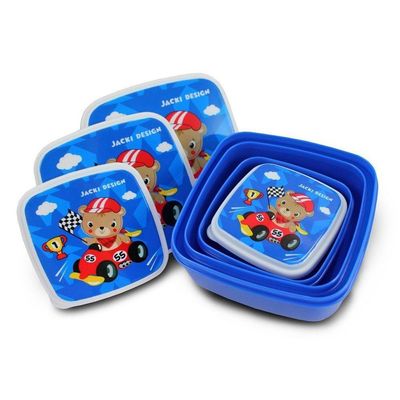 Conjunto Pote Para Lanche De 4 Peças E Lancheira Térmica Filhotinhos Azul