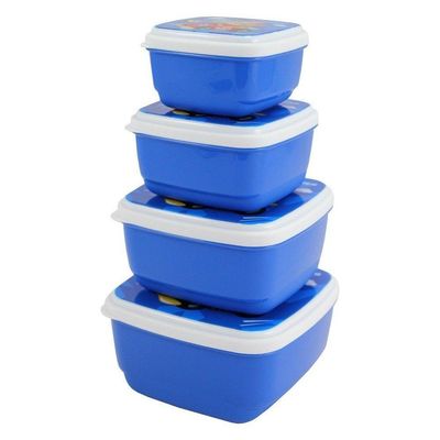 Conjunto Pote Para Lanche De 4 Peças E Lancheira Térmica Filhotinhos Azul