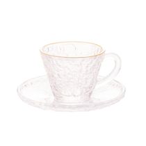 Conjunto De Xícara De Cafezinho Com Pires 06 Peças De Cristal Martelado Com Fio De Ouro Petra Lyor
