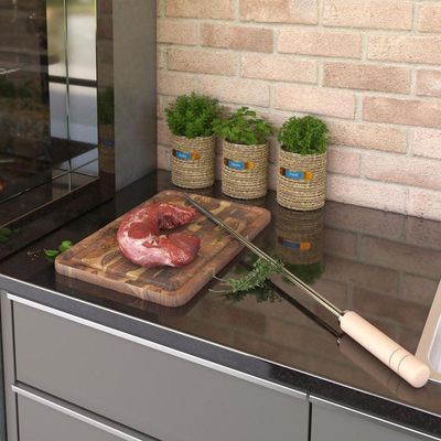 Espeto De Churrasco Com Cabo De Madeira - Stolf 65cm