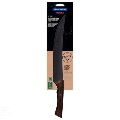 Faca Para Carne Churrasco Black Com Lâmina Em Aço Inox Escurecido E Cabo De Madeira 10"