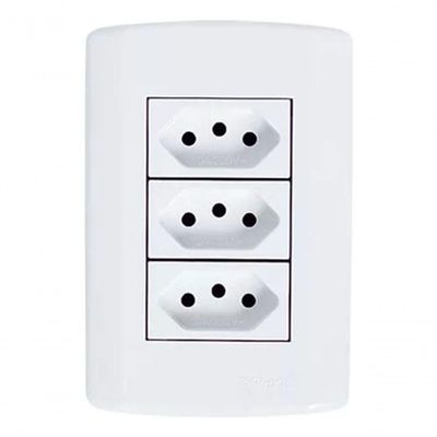 Placa 4x2 + 3 Tomadas 2p+t 10a-250v 250v - Branco