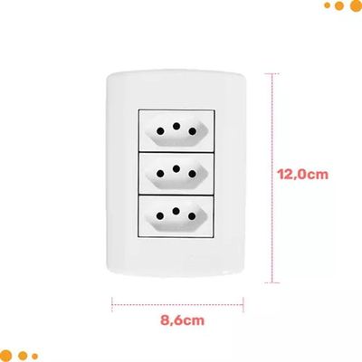Placa 4x2 + 3 Tomadas 2p+t 10a-250v 250v - Branco
