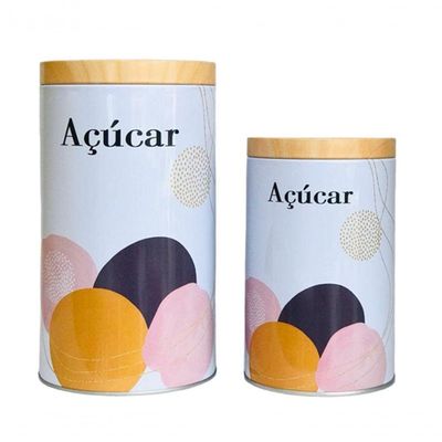 Conjunto Com 02 Latas De Metal 8248 - Y888 Açúcar