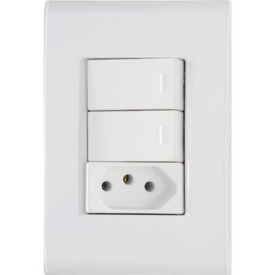 Placa 4x2 Interruptores Simples E 1 Tomada 2p+t 20a-250v Branco Branco - 250v
