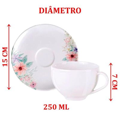 Kit Jogo Xicaras 4 Pessoas 4 Pçs Tramontina Floratta 250ml
