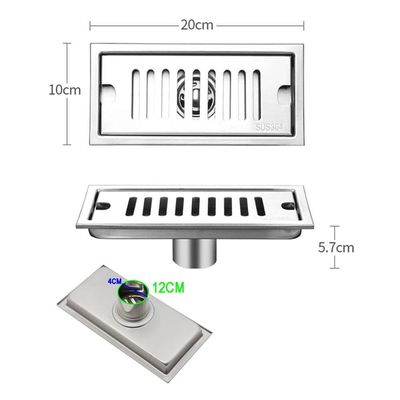 Ralo Linear 20cm Aço Inox Banheiro Anti Odor Anti Inseto Area Externa Lavabo Piscina Quintal