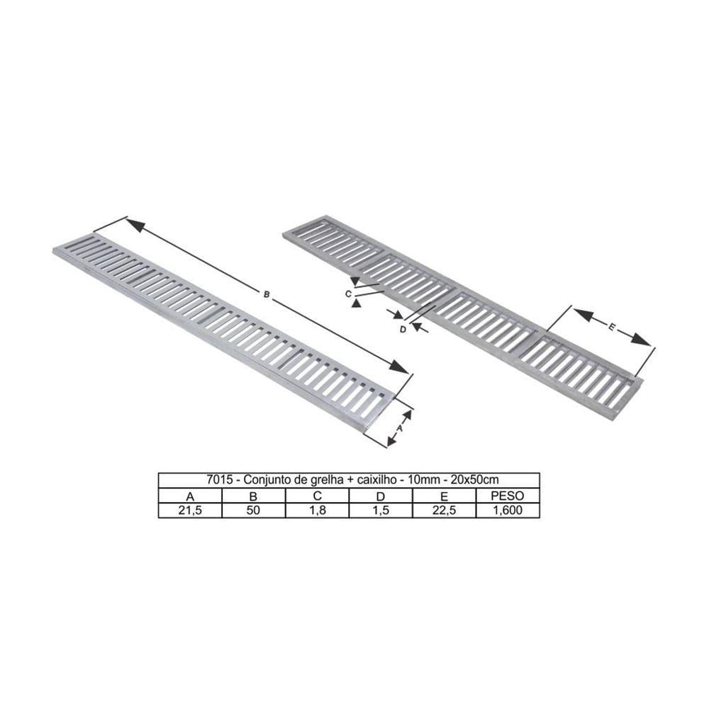 Kit 2 Ralo Grelha Linear Caixilho Em Alumínio Polido 20x50cm