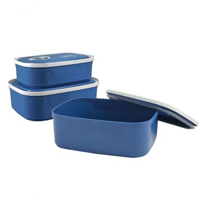 Conjunto De Pote P- Alimentos C- 3 Pcs Concept Mais Azul