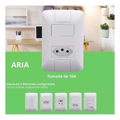 Conjunto Placa Com 1 Tomada 10a Aria Branca - Tramontina