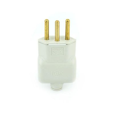 Plug Macho Tomada Elétrica Reto Tripolar 10a - Branco