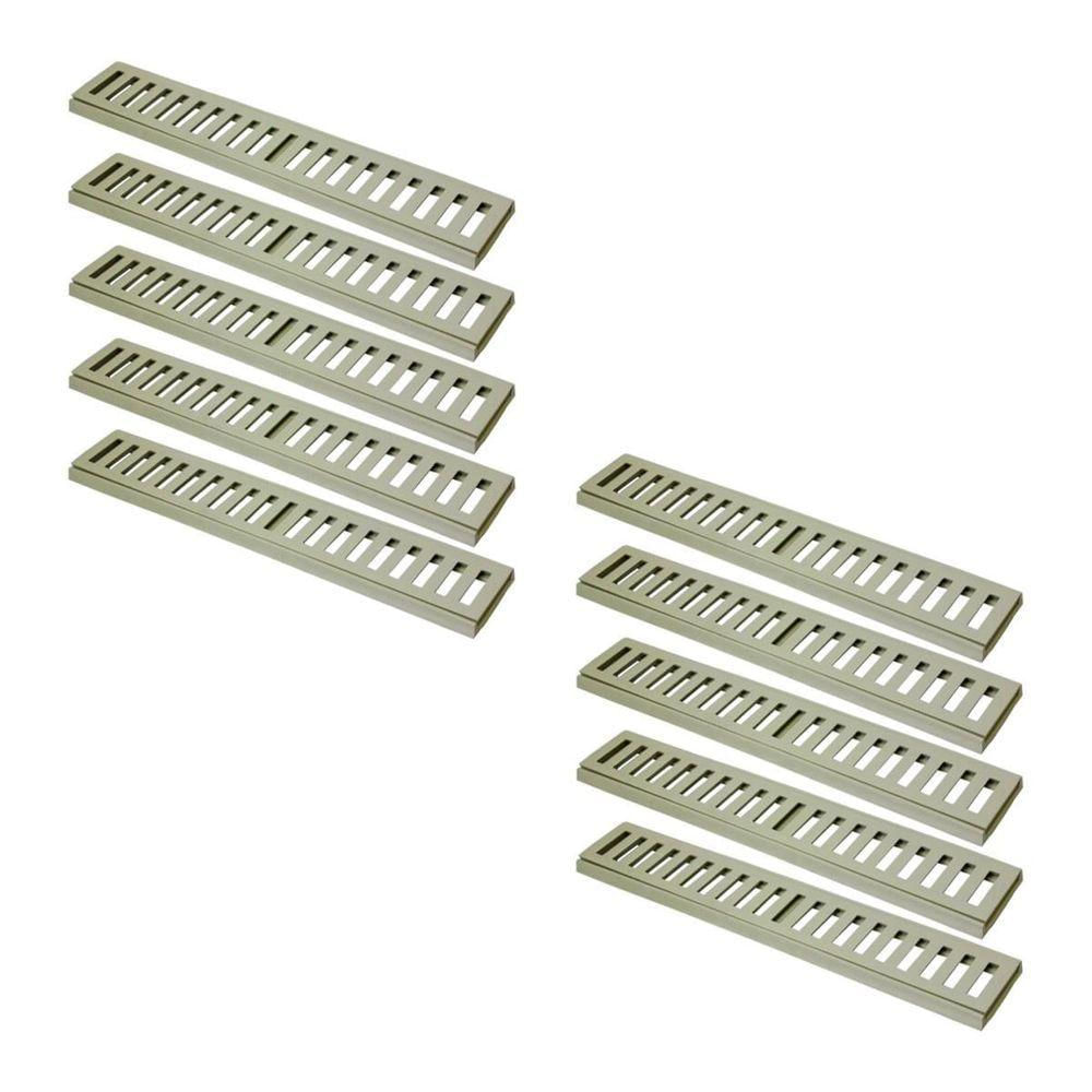 Kit 10 Ralo Grelha Linear Caixilho Em Alumínio Bege 20x50cm