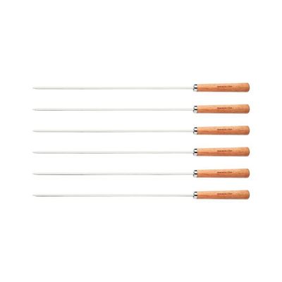 Conjunto De Espetinhos Tramontina 6 Peças Aço Inox Com Cabo De Madeira 50 Cm