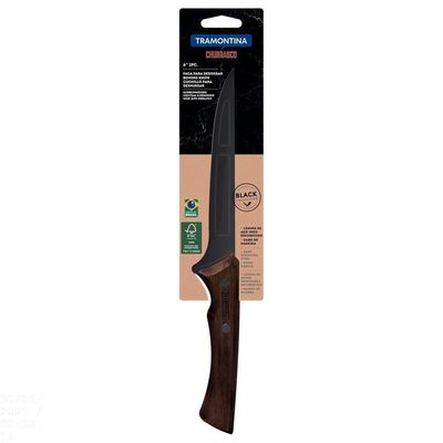 Faca Para Desossar Churrasco Black Com Lâmina Em Aço Inox Escurecido E Cabo De Madeira 6"