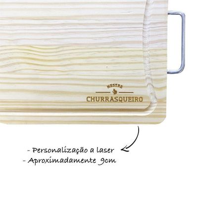 Kit Churrasco De Madeira Pinus Personalizado Mestre