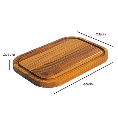 Tábua De Madeira Teca Para Churrasco Com Canaleta - Stolf