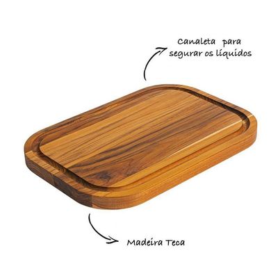 Tábua De Madeira Teca Para Churrasco Com Canaleta - Stolf