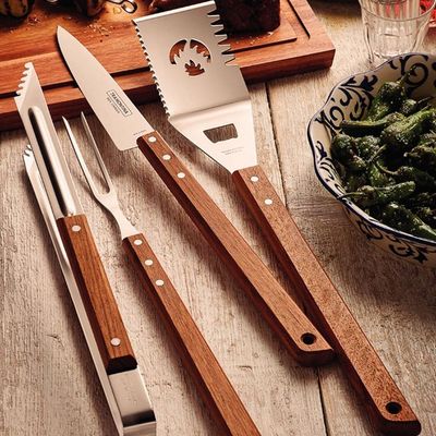 Espátula Multifuncional Com Serrilha Churrasco Em Aço Inox E Cabo De Madeira 48cm Eci2 - Tramontina