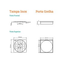 Grelha Para Ralo Linear Novii Quadrada 5203 10x10 Aço Inox Inox 5203