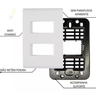 Placa 4x2 + 1 Interruptor Simples E 1interruptor Paralelo 10a 250v - Branco