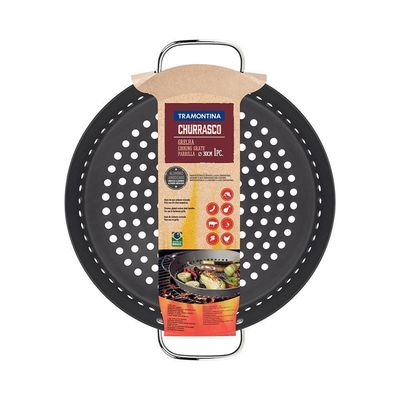 Grelha Furada Churrasco Em Alumínio Anodizado Com Cabo 30 Cm ø - Tramontina 20889030