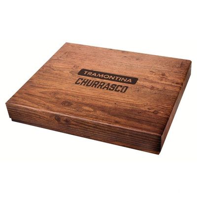 Kit Para Churrasco Lâminas Aço Inox E Cabos Em Madeira Polywood Castanho 15 Peças