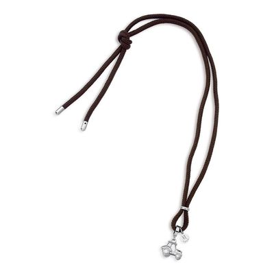 Colar Trator Infantil Prateado No Paracord Marrom