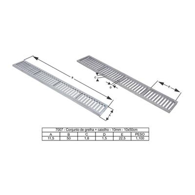 Ralo Grelha Linear Com Caixilho Em Alumínio Marrom 10x50cm