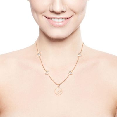 Colar Love Com Zircônias, Revestido Em Ouro Rosê