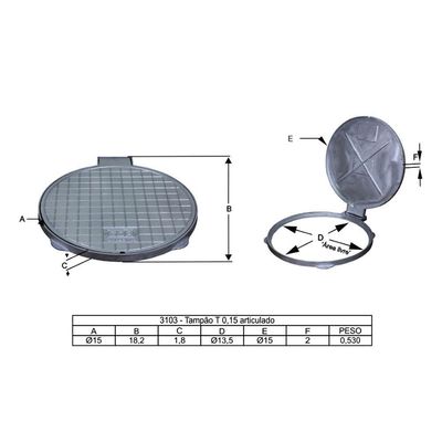 Tampa Tampão De Chão T015 Alumínio Circular Articulado 15cm