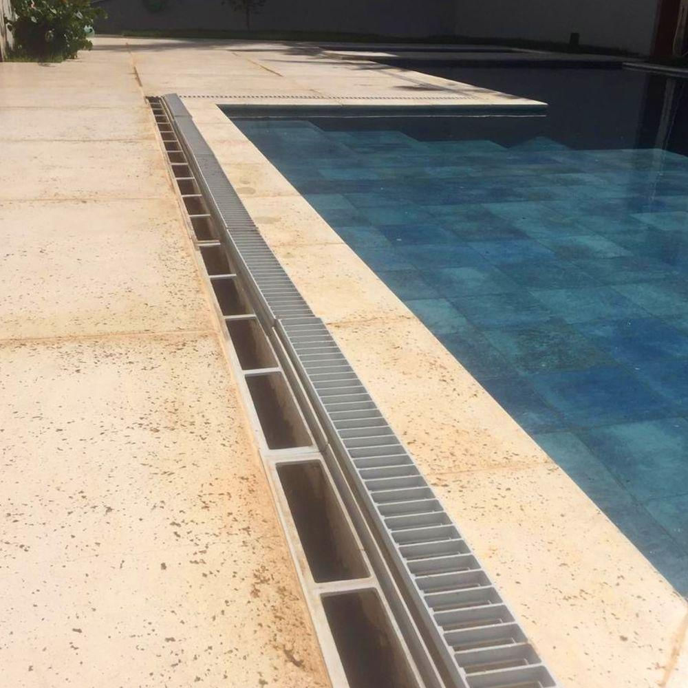Ralo Grelha Linear Com Caixilho Em Alumínio Bege 10x50cm