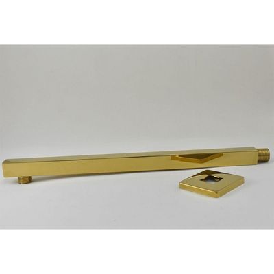 Ducha Chuveiro Dourado 20X20 Suporte Quadrado Parede Slim Ar
