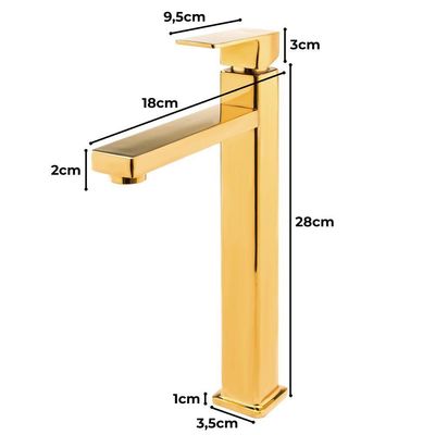Torneira Bica Alta Banheiro/lavabo/pia Luxo Dourado