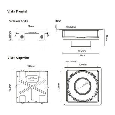 Ralo Linear Elleve Square 7343 10x10 Com Tampa Oculta 7343