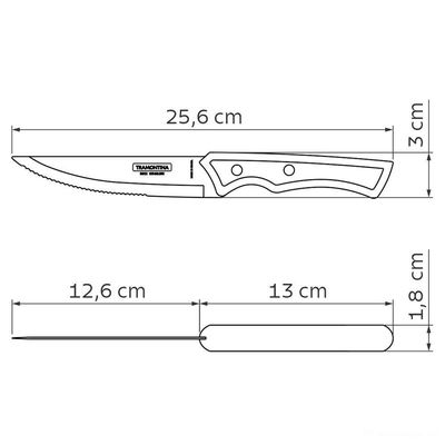 Faca Para Churrasco Jumbo Lâmina Em Aço Inox E Cabo Madeira Tratada Polywood Castanho 5"