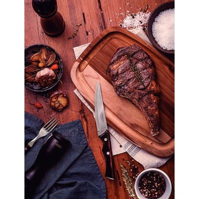 Faca Para Churrasco Jumbo Lâmina Em Aço Inox E Cabo Madeira Tratada Polywood Castanho 5"
