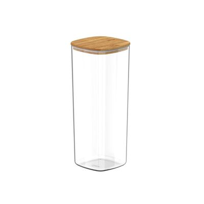 Conjunto De Potes Herméticos Keep 4 Peças Transparente Com Tampa De Bambu Ou