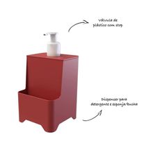 Dispenser De Pia Para Detergente E Esponja - Stolf Vermelho