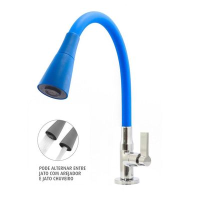 Torneira Mesa Emborrachada Azul Cônico - (ef)