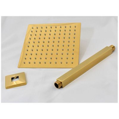 Ducha Chuveiro Inox Teto Slim Dourado 20X20 Quadrado Suporte